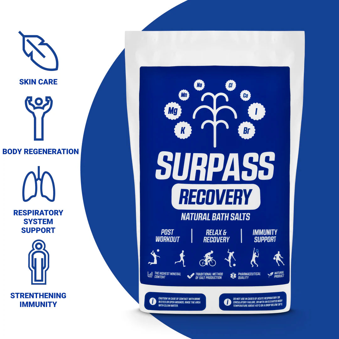 SURPASS RECOVERY BATH SOAK 100% NATURAL MUSCLE BRINE 1kg - Palautumiskylpysuola